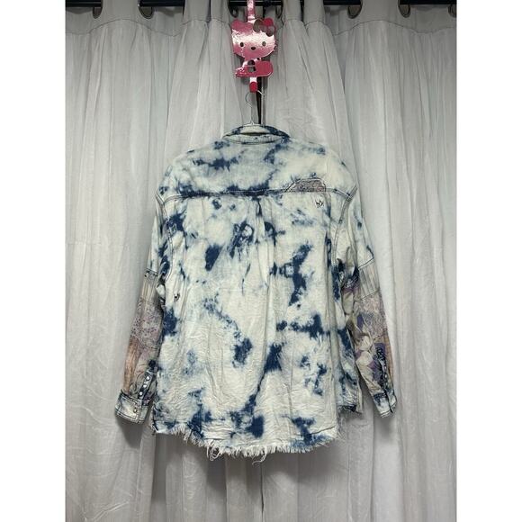 We The Free Sunshine Coast Patchwork Shacket Boho Oversized Tie Dye Sz Med - Picture 10 of 12